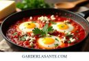 Recette de petit déjeuner salé pour diabétiques : Shakshuka Légère aux Poivrons et Feta (Saveurs Méditerranéennes)